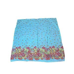 1 Vintage Mod Floral Curtain Panel 60s 70s Handmade Rod Pocket MCM Retro 34x35w